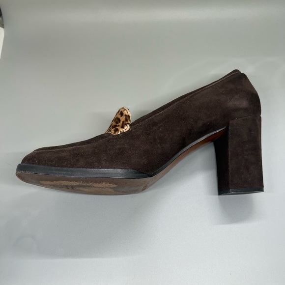 Anne Klein II Suede Brown Animal Print Leopard Loafers Shoes Size 7, Heels 3” - Picture 7 of 10